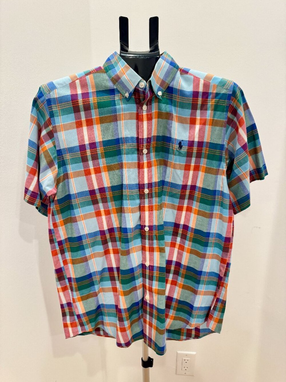 Polo Ralph Lauren Boys XL 18-20 Multicolor Plaid SS Button Down Unisex